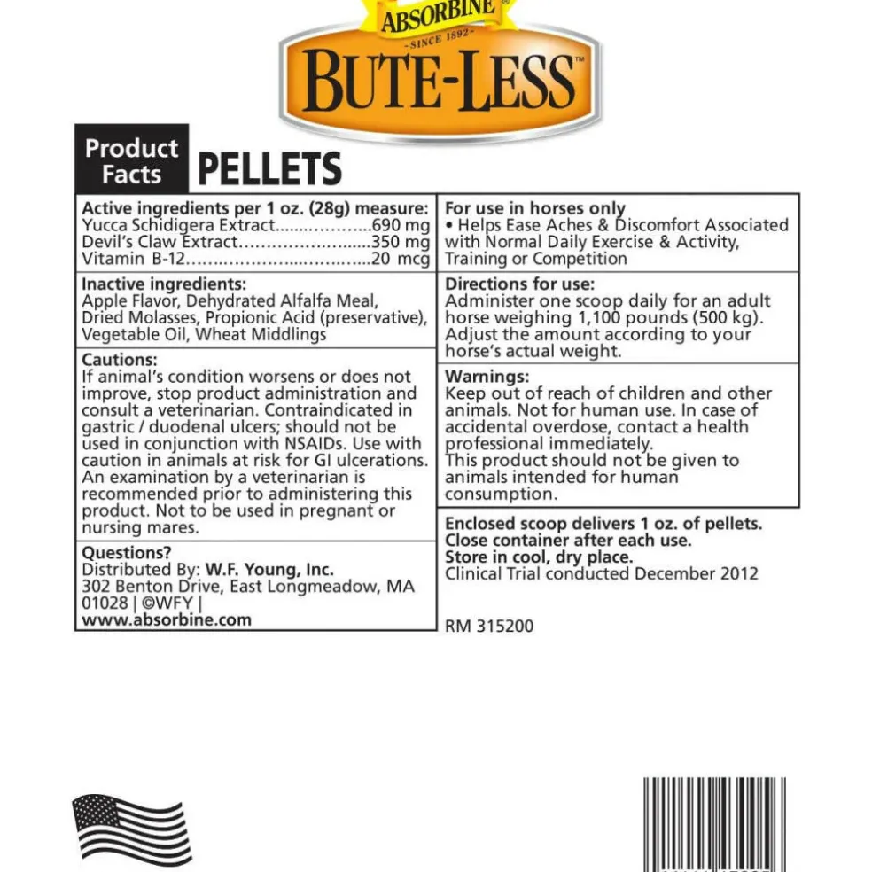 Absorbine Bute-Less Pellets Comfort & Recovery Supplement for Horses