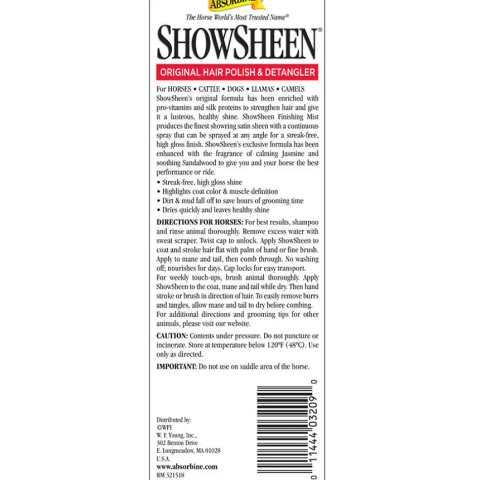 Absorbine Showsheen Finishing Mist Hair Polish & Detangler Spray (15 oz)
