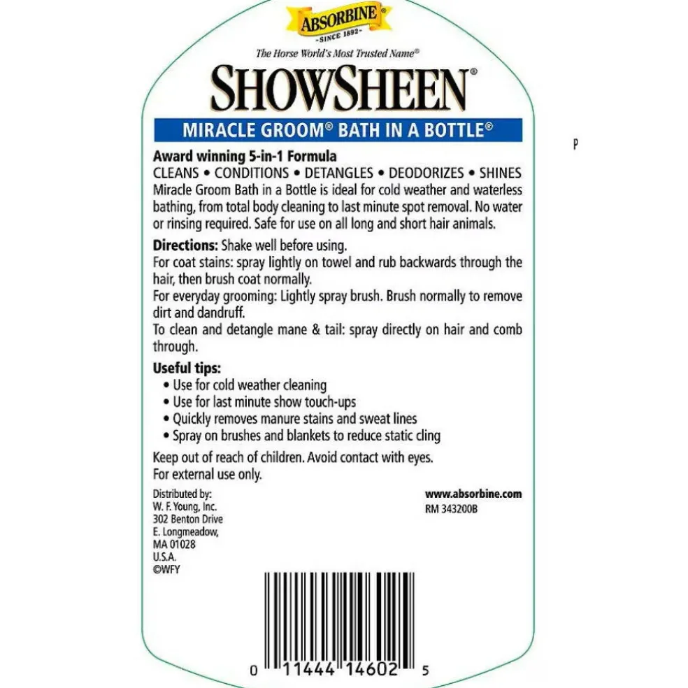 Absorbine Showsheen Miracle Groom Bathing Spray for Horses