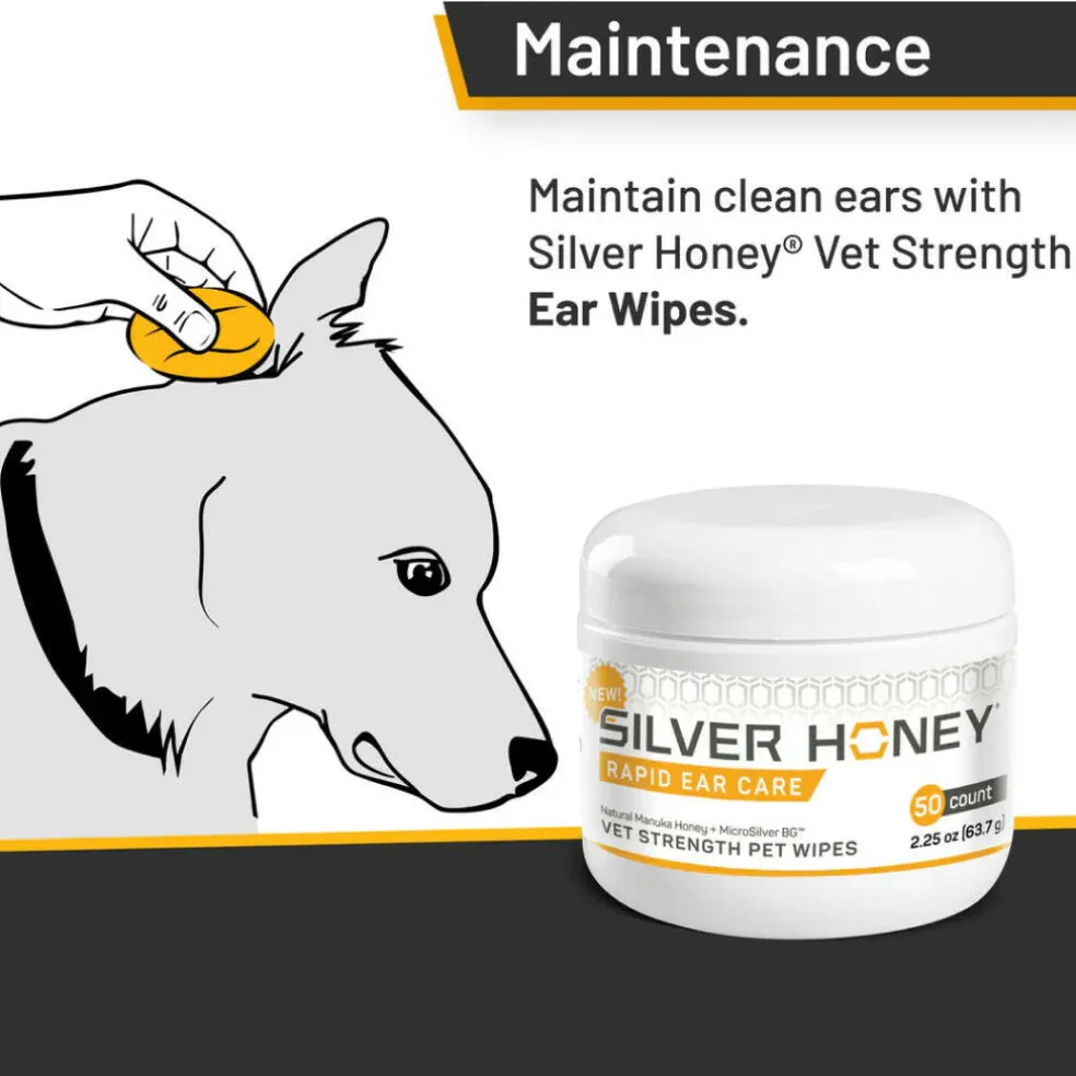 Absorbine Silver Honey Rapid Ear Care Vet Strength Pet Wipes