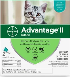 Advantage II Flea Control for Kittens 2-5 lbs (2 doses, 2 mos. supply) Teal Box