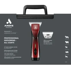 Andis DBLV-2-Pulse ZRA II 5-Speed Cordless Detachable Blade w/ CE 30w Wide Blade, Red