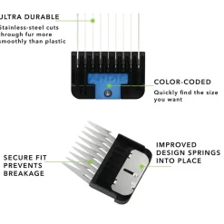 Andis 8-Piece Detachable Blade Comb Set Color Coated Stainless-Steel
