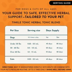 Animal Essentials Tinkle Tonic Herbal Tonic to Support Urinary Tracts System for Dogs & Cats