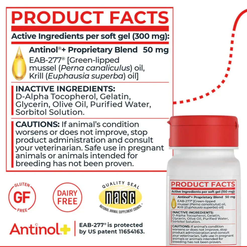 Antinol+ Plus Enhanced Daily Joint and Mobility Support for Cats, 30 Soft Gels