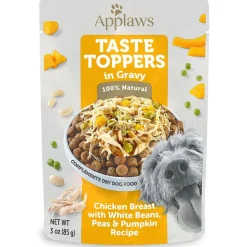 Applaws Taste Toppers Chicken, Peas, Pumpkin & White Beans in Gravy Wet Dog Food Topper, 3-oz pouch, case of 12