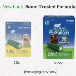 Ark Naturals Brushless Toothpaste Dental Chews 4-in-1 for Medium Dogs, 60-count