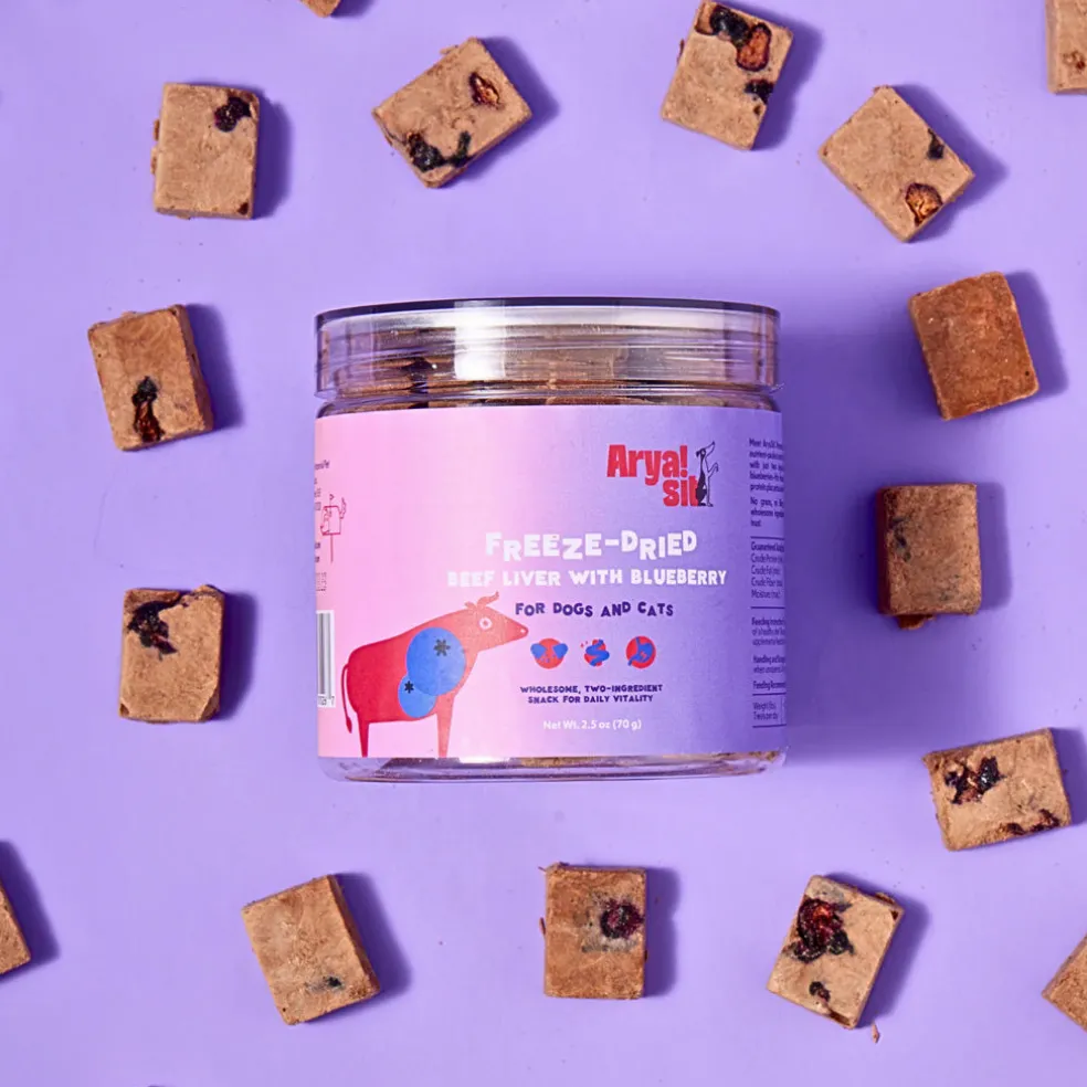 Arya Sit Freeze-Dried Beef Liver with Blueberry for Dogs & Cats