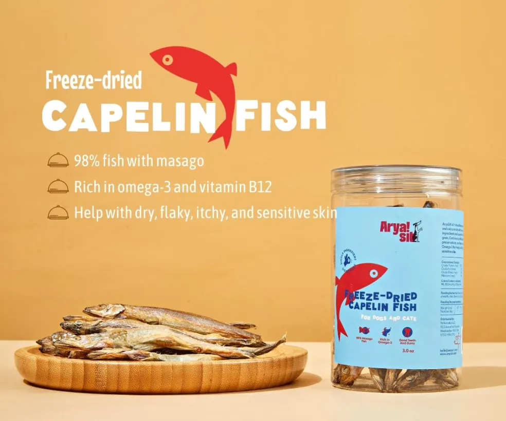 Arya Sit Freeze-Dried Capelin Treats for Dogs & Cats
