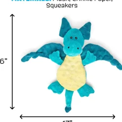 BARK Dingbert the Dragon Squeaky Plush Dog Toy
