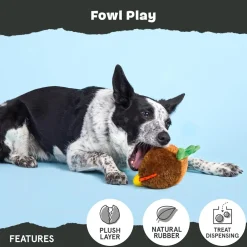 BARK Fowl Play 2-in-1 Plush Exterior with Tough Center Treat Dispensing Dog Chew Toy