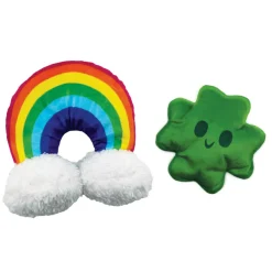 BARK Puppy Charms St. Patrick’s Day Theme Clover & Rainbow Set Plush Dog Toy