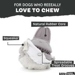 BARK Super Chewer Hare Raiser 2-in-1 Plush Exterior with Tough Center Treat Dispensing Dog Chew Toy