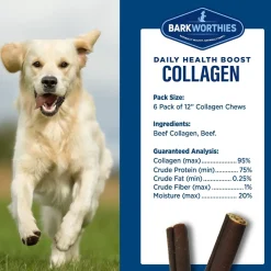 Barkworthies Collagen Beef Stick Chews for Dogs