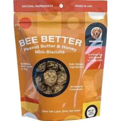 Bee Better Peanut Butter & Honey Mini Biscuits Dog Treats, 8-oz