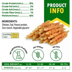 Beloved Pets Cod Sticks with Chicken Dog Chew Treats, 10-oz