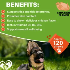 Beloved Pets Flea & Tick Support Chicken Flavor Chewable Supplements for Dogs, 10-oz