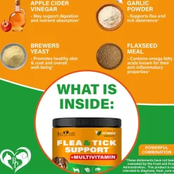 Beloved Pets Natural Flea & Tick Support + Multivitamin Chicken Flavored Soft Chews for Dogs (10 oz)