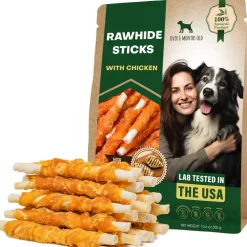 Beloved Pets Rawhide Sticks with Chicken Dog Chew Treats, 10.6-oz