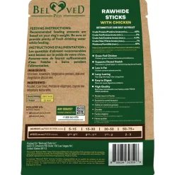 Beloved Pets Rawhide Sticks with Chicken Dog Chew Treats, 10.6-oz