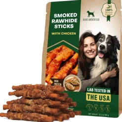 Beloved Pets Smoke Rawhide Sticks with Chicken Dog Chew Treats, 10.6-oz