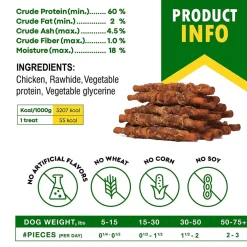 Beloved Pets Smoke Rawhide Sticks with Chicken Dog Chew Treats, 10.6-oz