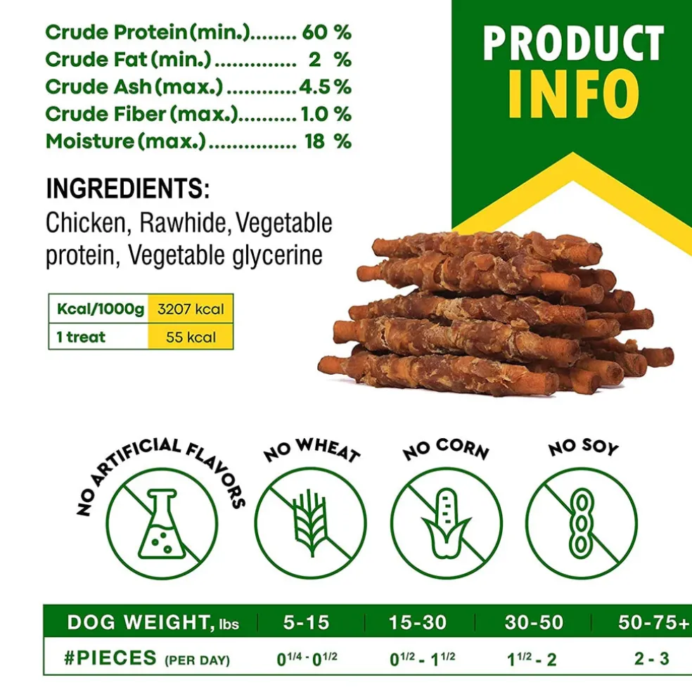 Beloved Pets Smoke Rawhide Sticks with Chicken Dog Chew Treats, 10.6-oz