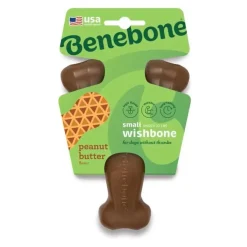 Benebone Peanut Butter Flavor Wishbone Durable Chew Toy for Dogs