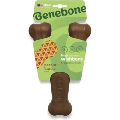 Benebone Peanut Butter Flavor Wishbone Durable Chew Toy for Dogs