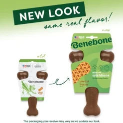 Benebone Peanut Butter Flavor Wishbone Durable Chew Toy for Dogs