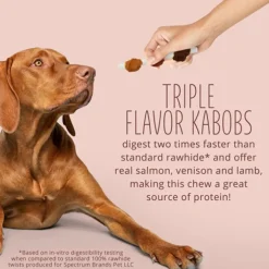 Better Belly Rawhide Triple Flavor Salmon (Venison & Lamb Kabob) Treats For Dog 18 pack