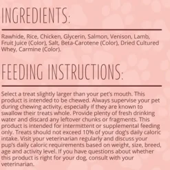 Better Belly Rawhide Triple Flavor Salmon (Venison & Lamb Kabob) Treats For Dog 18 pack