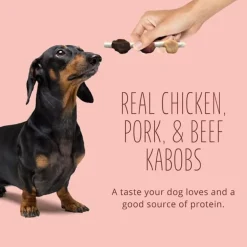 Better Belly Rawhide Triple Flavor Chicken, Pork & Beef Kabob Treats For Dog (10 pack)