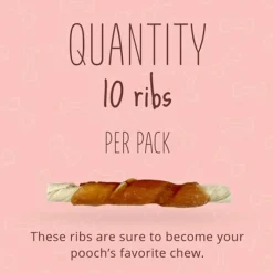 Better Belly Rawhide Triple Flavor Chicken (Sirloin & Lamb Ribs) Treats For Dog 10 pack