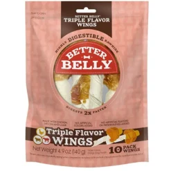 Better Belly Rawhide Triple Flavor Wings (Chicken, Sirloin & Lamb)- 10 pack