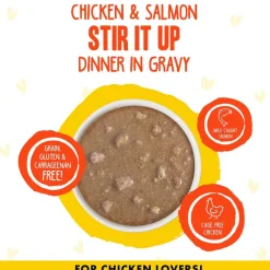BFF OMG Stir It Up! Chicken & Salmon in Gravy Wet Canned Cat Food, 2.8-oz can, case of 12