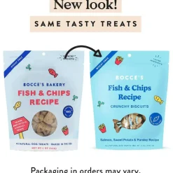 Bocce's Bakery Fish & Chips Crunchy Biscuits Dog Treats (5 oz)