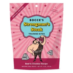 Bocce's Bakery Strongman's Steak Beef & Cheddar Recipe Training Bite Dog Treats (4 oz)
