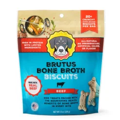 Brutus Broth Bone Broth Biscuits Beef Recipe Dog Treats (8 oz)