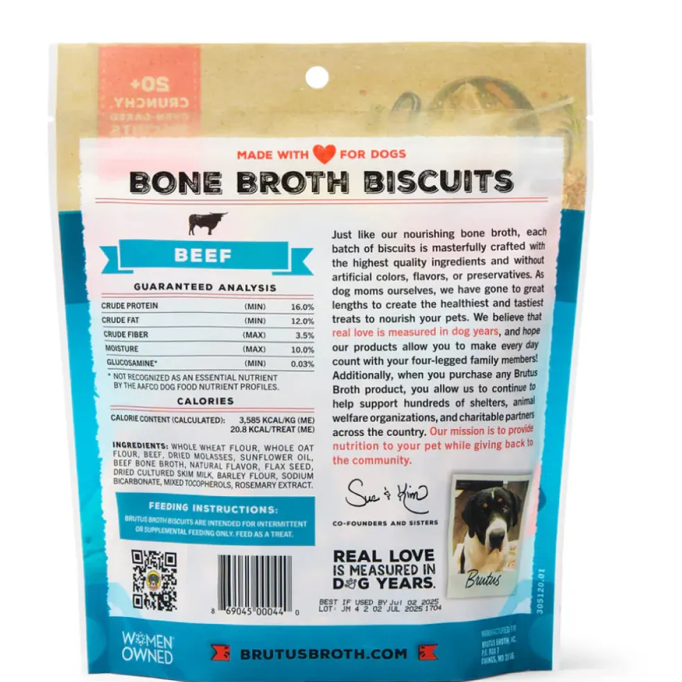 Brutus Broth Bone Broth Biscuits Beef Recipe Dog Treats (8 oz)