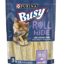 Busy Bone Rollhide Long-Lasting Chew Small/Medium Dog Treats, 9 Count