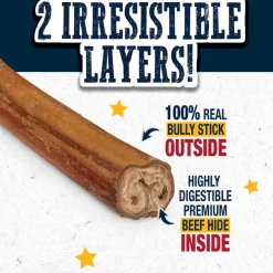Cadet Bully Hide Sticks All-Natural Chews for Dogs, Large