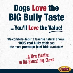 Cadet Bully Hide Sticks All-Natural Chews for Dogs, Large