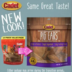 Cadet Natural Pig Ears for Dogs (12 ct)
