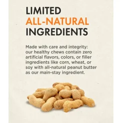 Canine Naturals Hide Free Peanut Butter Flavor Rolls Dog Treats (2 Medium Rolls)