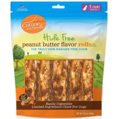 Canine Naturals Hide Free Peanut Butter Flavor Rolls Dog Treats