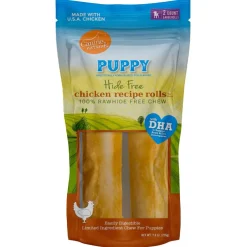 Canine Naturals Hide Free PUPPY Chicken Recipe Rolls Dog Treats (2 Large Rolls)