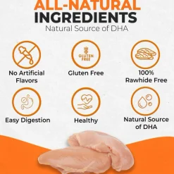 Canine Naturals Hide Free PUPPY Chicken Recipe Rolls Dog Treats (2 Large Rolls)