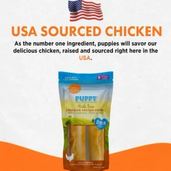 Canine Naturals Hide Free PUPPY Chicken Recipe Rolls Dog Treats (2 Large Rolls)