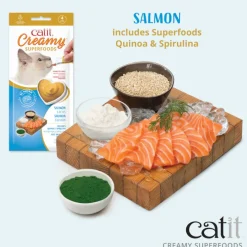 Catit Creamy Superfood Salmon Recipe with Quinoa & Spirulina Lickable Treats for Cats